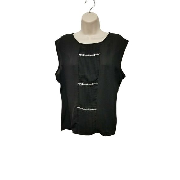 The Limited Scoop Neck Black pleated RhinestonesTop Size Large - Picture 1 of 5
